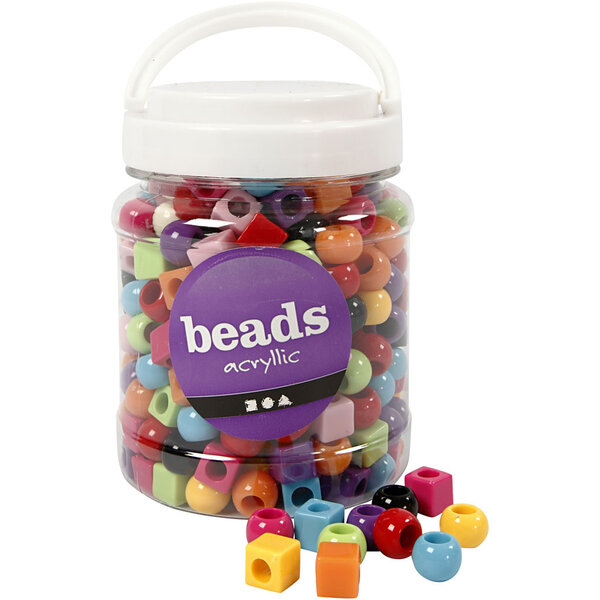 Creativ Company Plastic Kralen, afm 11 mm, gatgrootte 7 mm, diverse kleuren, 420 gr, 700 ml/ 1 Doosje
