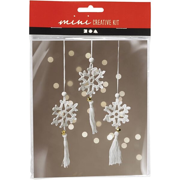 Creativ Company Mini Hobbyset Haken, Sneeuwvlokken, wit, 1 doos