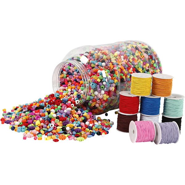 Creativ Company Emmer met Plastic Kralen & Elastiek, 1 set