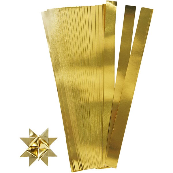 Creativ Company Vlechtstroken, L: 73 cm, d 11,5 cm, B: 25 mm, goud, 100 stroken/ 1 doos