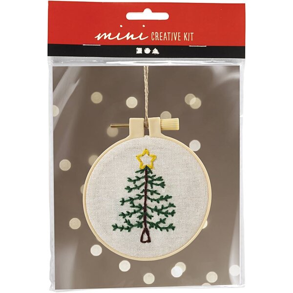 Creativ Company Mini Hobbyset Borduurwerk, Kerstboom, 1 doos