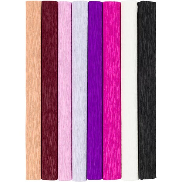 Creativ Company Crêpepapier, vel 25x60 cm, Crêpe-verhouding: 180%, 105 gr, paars/roze harmonie, 8 vel/ 1 doos