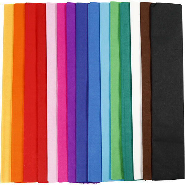 Creativ Company Crepepapier, L: 2,5 M, B: 50 cm, 22 gr, diverse kleuren, 15 vouw/ 1 doos