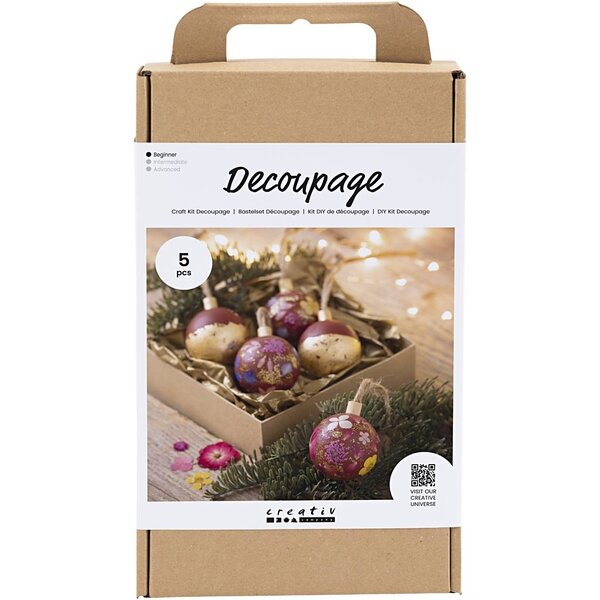 Creativ Company Hobbyset Decoupage, Gedroogde bloemen, kerstrood, 1 doos