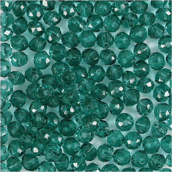 Creativ Company Facet Kralen, d 4 mm, gatgrootte 1 mm, groen, 45 stuk/ 1 doos