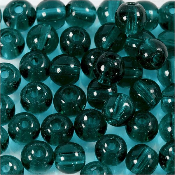 Creativ Company Glas Kralen, d 4 mm, gatgrootte 1 mm, groen, 45 stuk/ 1 doos