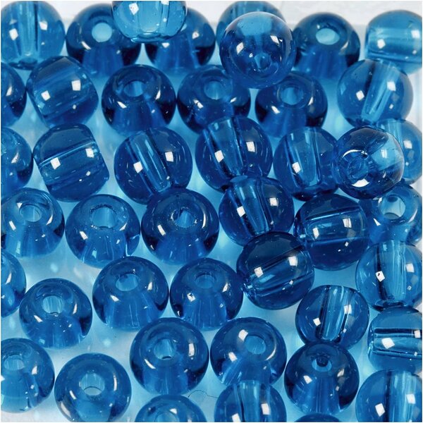 Creativ Company Glas Kralen, d 4 mm, gatgrootte 1 mm, turquoise, 45 stuk/ 1 doos