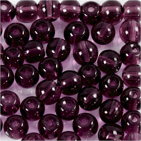 Creativ Company Glas Kralen, d 4 mm, gatgrootte 1 mm, paars, 45 stuk/ 1 doos