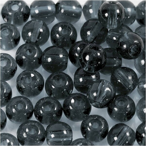 Creativ Company Glas Kralen, d 4 mm, gatgrootte 1 mm, grijs, 45 stuk/ 1 doos