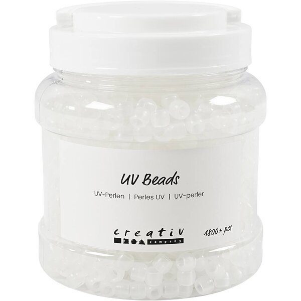 Creativ Company UV-parels , L: 6 mm, d 8 mm, gatgrootte 4 mm, diverse kleuren, 320 gr, 700 ml/ 1 Doosje