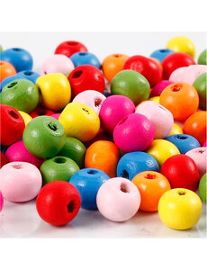 Creativ Company Houten kralen, d 8 mm, gatgrootte 1,5-2 mm, diverse kleuren, 16 gr/ 1 doos
