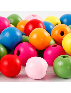 Creativ Company Houten kralen, d 12 mm, gatgrootte 2,5-3 mm, diverse kleuren, 22 gr/ 1 doos