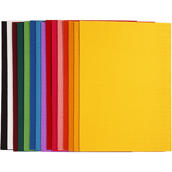 Creativ Company Ribbelkarton, vel 25x35 cm, 80 gr, 15 div vellen/ 1 doos