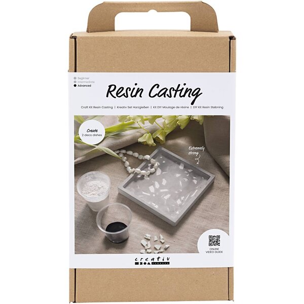 Creativ Company Hobbyset Hars Gieten, Dienblad met terrazzo, zwart, wit, 1 doos
