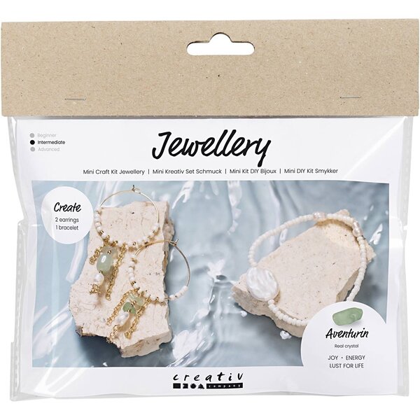 Creativ Company Mini Hobbyset Sieraden, Aventurijn mix armband en oorbellen, 1 doos