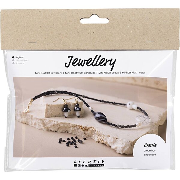 Creativ Company Mini Hobbyset Sieraden, Stoere halsketting, zwarte harmonie, 1 doos