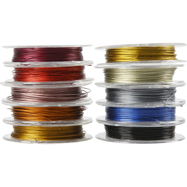Creativ Company Sieradendraad, dikte 0,38 mm, diverse kleuren, 10 m/ 1 doos