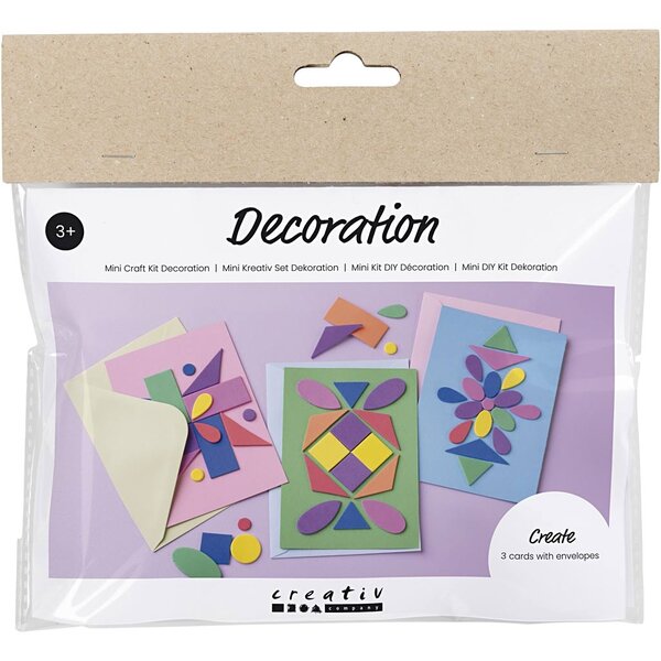 Creativ Company Mini Hobbyset Decoratie, Versierde kaarten, blauw, groen, roze, 1 doos