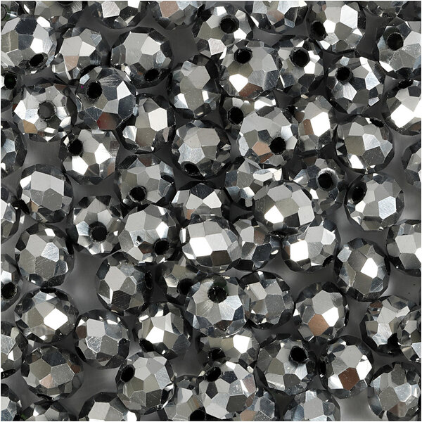 Creativ Company Facet Kralen, afm 5x6 mm, gatgrootte 1 mm, metallic grijs, 100 stuk/ 1 doos