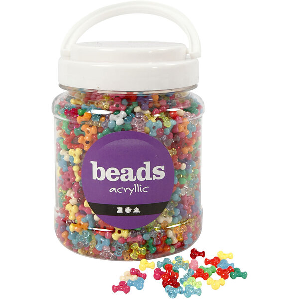 Creativ Company Tri-kralen mix, d 10 mm, gatgrootte 2 mm, diverse kleuren, 385 gr, 700 ml/ 1 Doosje