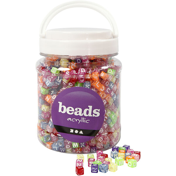 Creativ Company Letterkralen, afm 7x7x7 mm, gatgrootte 3 mm, diverse kleuren, 450 gr, 700 ml/ 1 Doosje