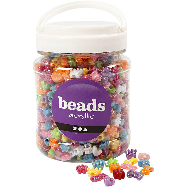 Creativ Company Figuur Kralen, d 10 mm, gatgrootte 3 mm, diverse kleuren, 380 gr, 700 ml/ 1 Doosje