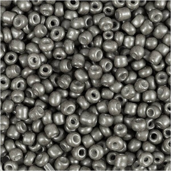 Creativ Company Rocailles, d 3 mm, afm 8/0, gatgrootte 0,6-1,0 mm, grijs, 25 gr/ 1 doos