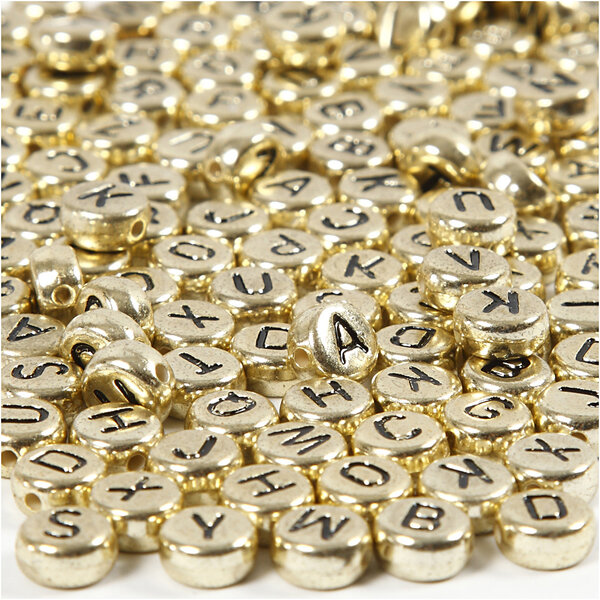 Creativ Company Letterkralen, d 7 mm, gatgrootte 1,2 mm, goud, 21 gr/ 1 doos