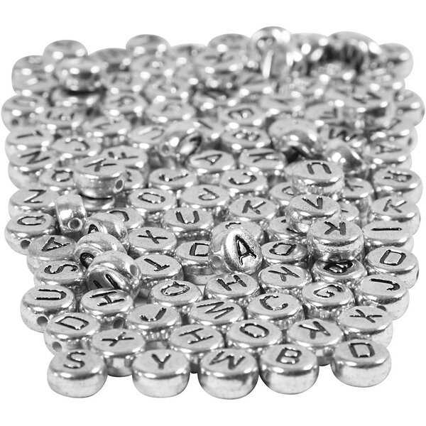 Creativ Company Letterkralen, d 7 mm, gatgrootte 1,2 mm, zilver, 165 gr/ 1 doos