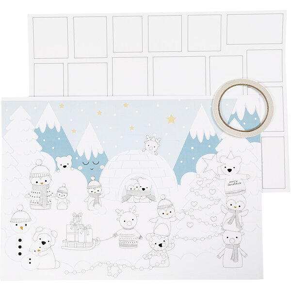 Creativ Company Kerst kalender, afm 30x42 cm, wit, 3 stuk/ 1 doos