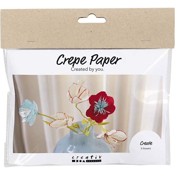 Creativ Company Mini hobbyset crêpepapier, Bloemen van crêpepapier, pastelkleuren, 1 doos