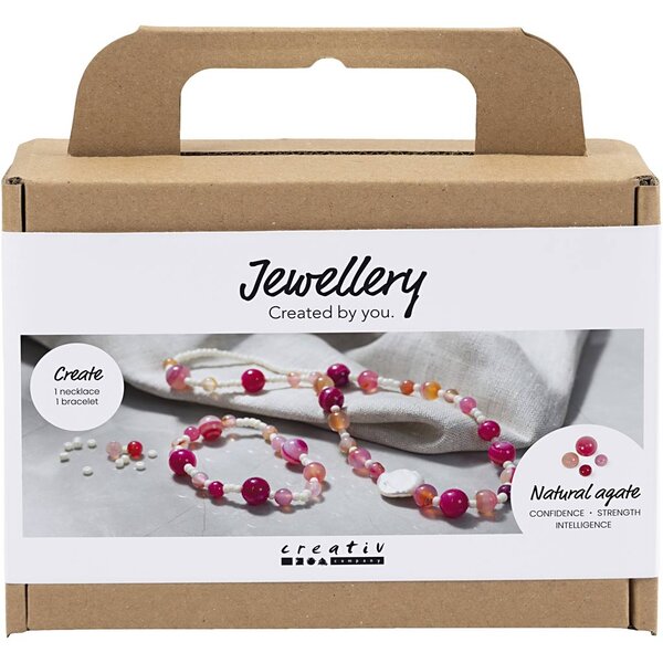 Creativ Company Mini Hobbyset Sieraden, Halsketting en armband, roze, 1 doos