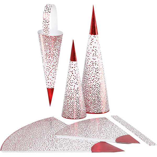 Vivi Gade Kegels, H: 18+28 cm, 120 gr, rood, wit, 3 stuk/ 1 doos