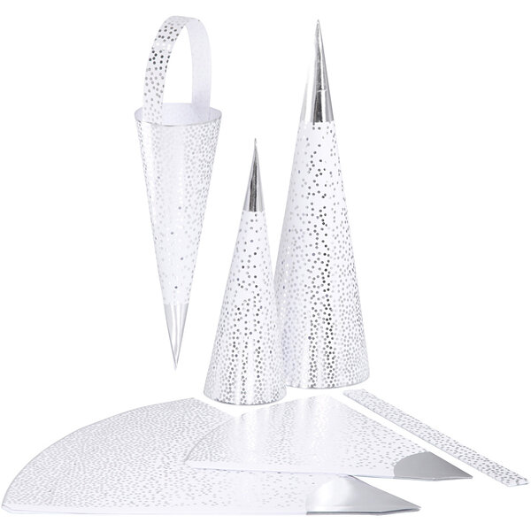 Vivi Gade Kegels, H: 18+28 cm, 120 gr, zilver, wit, 3 stuk/ 1 doos