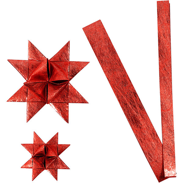 Vivi Gade Papieren vlechtstroken, L: 44+78 cm, B: 15+25 mm, d 6,5+11,5 cm, rood, 32 stroken/ 1 doos