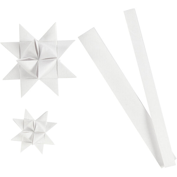 Vivi Gade Papieren vlechtstroken, L: 44+78 cm, d 6,5+11,5 cm, B: 15+25 mm, wit, 32 stroken/ 1 doos