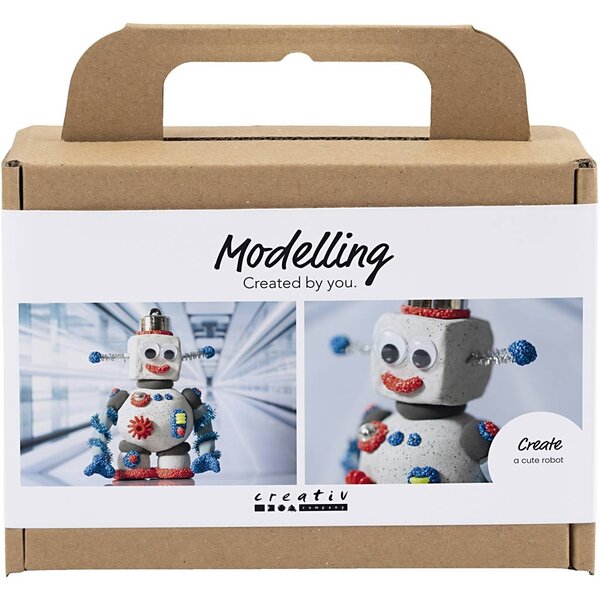 Creativ Company Mini Hobbyset Boetseren, Robot, blauw, grijs, rood, 1 doos