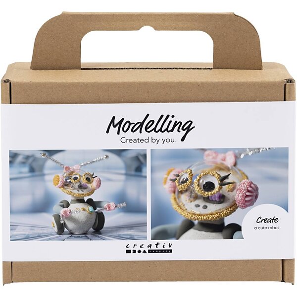 Creativ Company Mini Hobbyset Boetseren, robot, grijs, roze, 1 doos