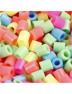NABBI Strijkkralen, afm 5x5 mm, gatgrootte 2,5 mm, medium, pastelkleuren, 1100 div/ 1 doos