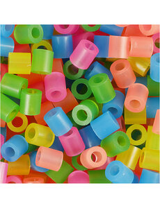 NABBI Strijkkralen, afm 5x5 mm, gatgrootte 2,5 mm, medium, neon kleuren, 20000 div/ 1 emmer