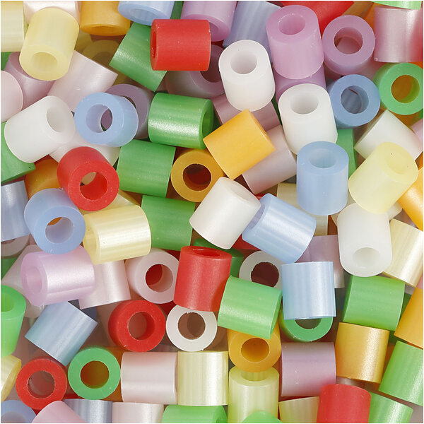 NABBI Strijkkralen, afm 5x5 mm, gatgrootte 2,5 mm, medium, parelmoer kleuren, 5000 div/ 1 emmer