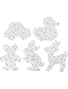 Creativ Company Onderplaat, Teddybeer, auto, rendier, eend en konijn, afm 16x19,5-19x24 cm, JUMBO, helder, 5 stuk/ 1 doos