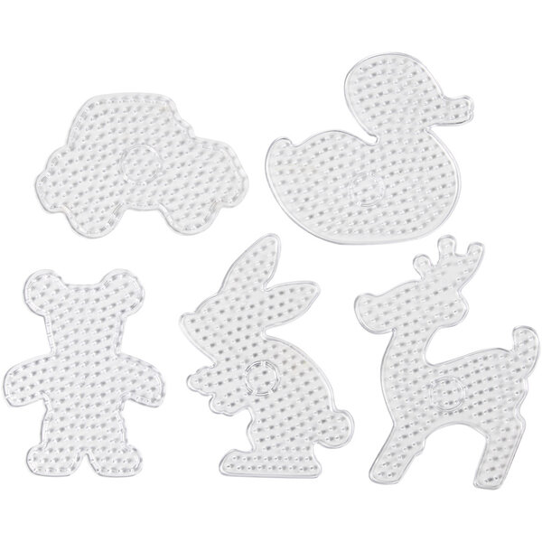 Creativ Company Onderplaat, Teddybeer, auto, rendier, eend en konijn, afm 16x19,5-19x24 cm, JUMBO, helder, 5 stuk/ 1 doos
