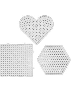 Creativ Company Onderplaat, harten, zeshoeken, vierkanten, afm 15x15-17,5x17,5 cm, JUMBO, helder, 6 stuk/ 1 doos