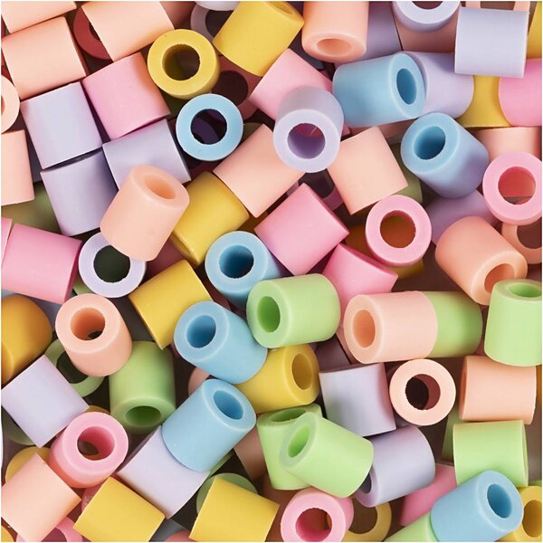 NABBI BioBeads van NABBI, afm 5x5 mm, gatgrootte 2.5 mm, medium, pastelkleuren, 1000 stuk/ 1 doos