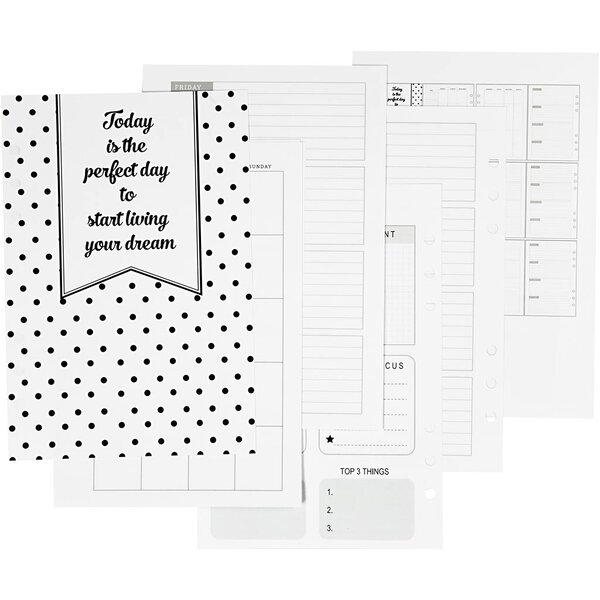 Creativ Company Planner / Bulletjournal pagina's, afm 142x210 mm, Aantal pagina's 7, 120 gr, wit, 1 stuk