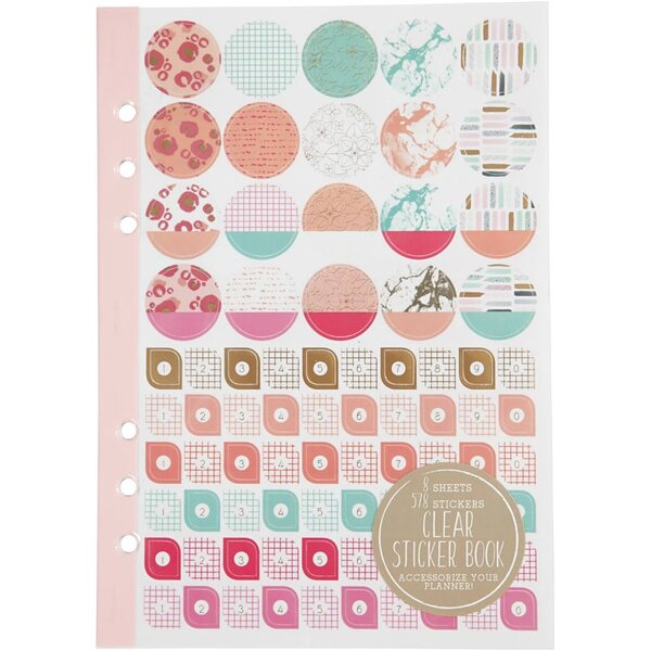 Creativ Company Stickerboek, aquarel, A5, goud, rood, koraal, 1 stuk