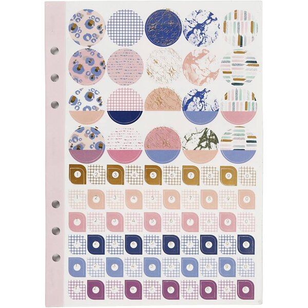 Creativ Company Stickerboek, bloemen, A5, goud, paars, roze, 1 stuk
