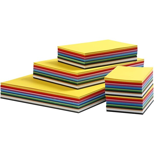 Colortime Gekleurd Karton, A3,A4,A5,A6, 180 gr, diverse kleuren, 1500 div vellen/ 1 doos