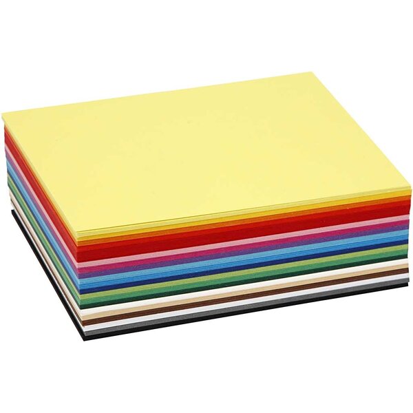 Colortime Gekleurd Karton, A6, vel 105x148 mm, 180 gr, diverse kleuren, 300 div vellen/ 1 doos
